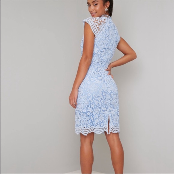 Chi Chi London Scallop Lace Pencil Dress | Size 4 Petite - Picture 2 of 7